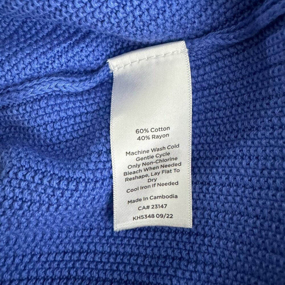 Talbots Blue Ribbed V-Neck Button Front Cardigan - Picture 8 of 8